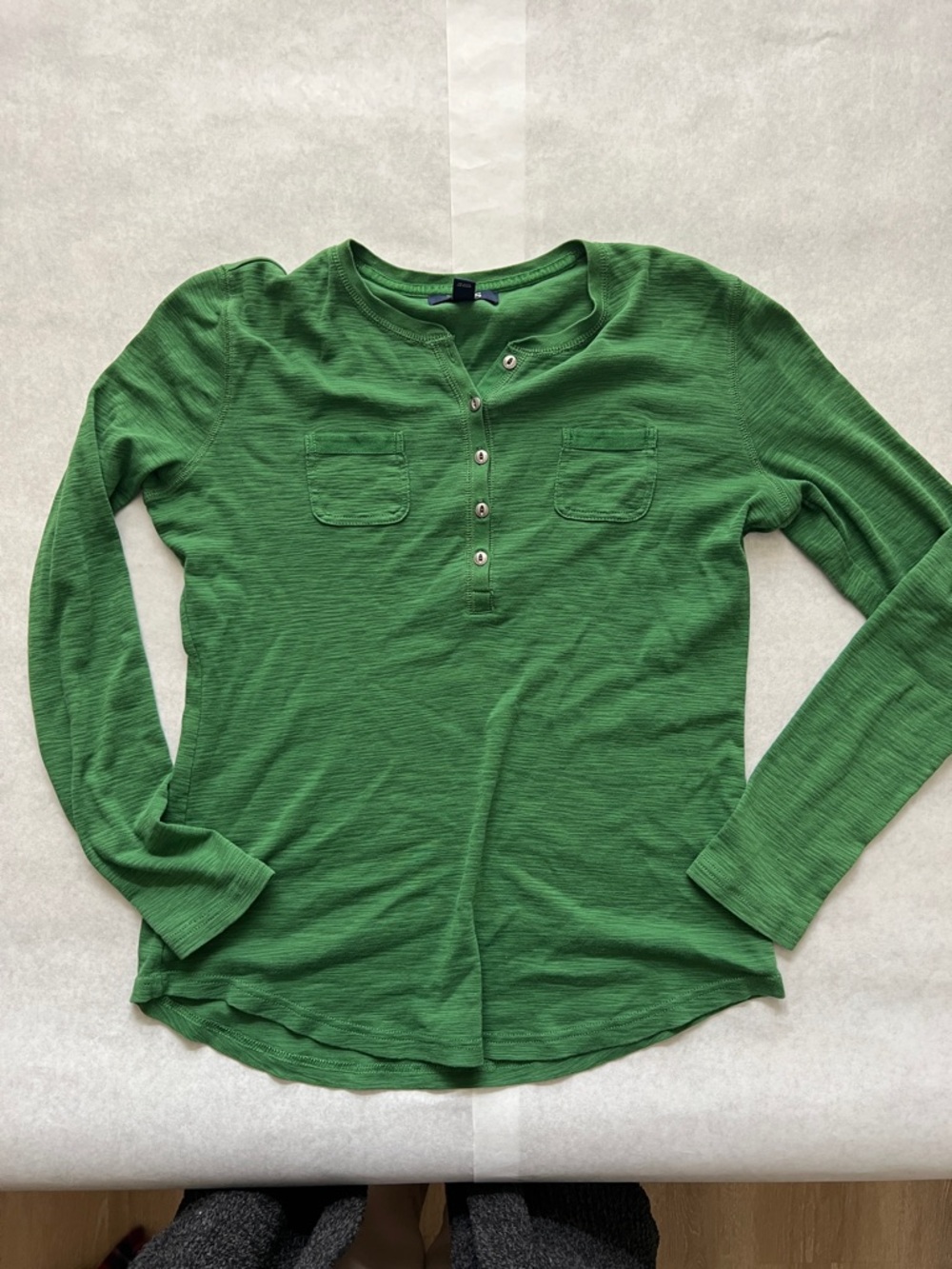 Chaps Green Long Sleeve Henley Top